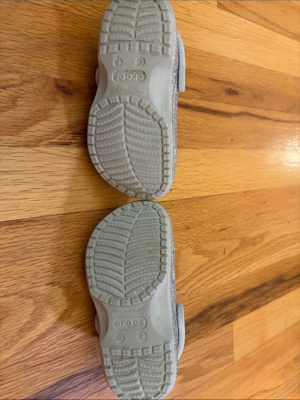 CROCS Kids Glitter Clogs in Silver